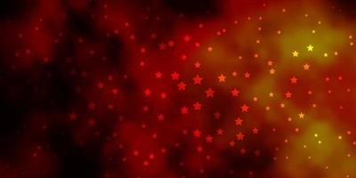 Dark Red, Yellow vector background with small and big stars.