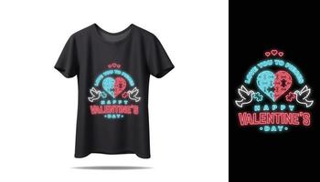 estampado de camiseta. nuevo diseño de tipografía de maqueta de vector de camiseta negra especial de San Valentín. vector de camiseta de pareja. Me encanta el diseño especial