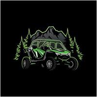 UTV buggy vehicle illustration logo vector in black background