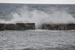 A closeup shot of stormy sea photo