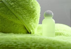 Texture surface of rolled and folded bath towel photo