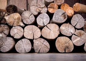 Stacked of firewood logs photo