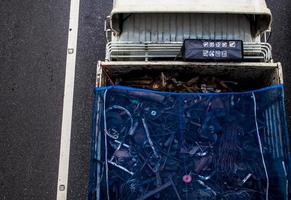 Top view of transportation truck on road photo