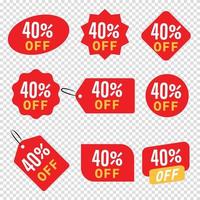 40 Percentage off promotion tag vector