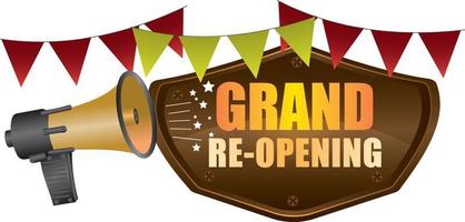 Grand re-opening template, banner, poster with flag vector