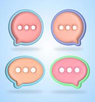 3d bubble speech social chat vector icon set.