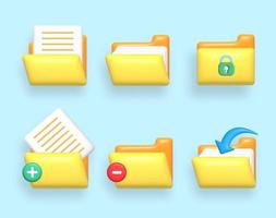 3D folder vector icon set. document file  icon vector design