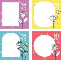cute flowers scrapbook and note paper template vector desig