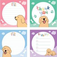 lindo abrador retriever perro álbum de recortes y plantilla de papel de nota diseño vectorial vector