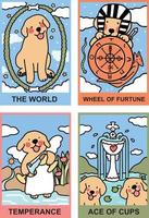 concepto de tarjeta de tarot con conjunto de vectores de ilustración de perro labrador retriever