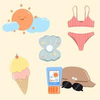 set of summer element vector design