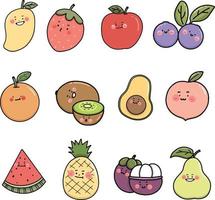 establecer fruite personaje de dibujos animados ilustración plana diseño vectorial vector