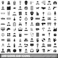 100 good job icons set, simple style vector