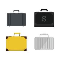 Business case icon set, flat style vector