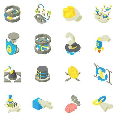 Data recovery icons set, isometric style