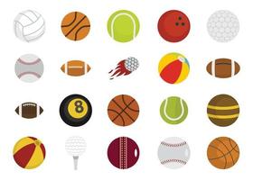 conjunto de iconos de balones deportivos, estilo plano vector