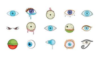 conjunto de iconos de ojos, estilo de dibujos animados vector