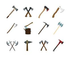 Axe icon set, flat style vector