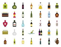 Bottle icon set, flat style vector