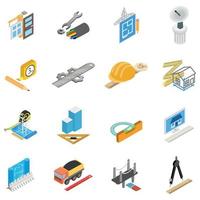 Workday icons set, isometric style vector