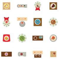 Cookie on table icons set, cartoon style