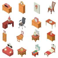 Clockmaker icons set, isometric style vector