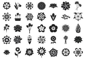 Flower icon set, simple style vector