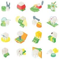 Dentistry icons set, isometric style vector