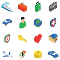 Business travel icons set, isometric style vector