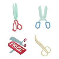 Scissors icon set, cartoon style vector