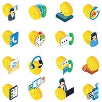 Analysis cryptocurrency icons set, isometric style vector