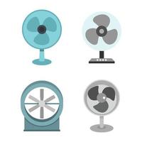 Home fan icon set, flat style vector