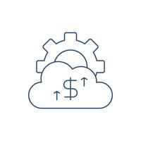 Cloud maintenance paid gear icon vector