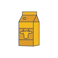 icono de productos lácteos de paquete de leche de vaca vector