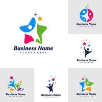Set of People Star logo design vector template, Star Kids logo concepts illustration.