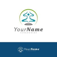 plantilla vectorial de diseño de logotipo de yoga, ilustración de conceptos de logotipo de meditación. vector