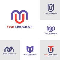 Set of Letter M U logo design vector template, Initial MU logo concepts illustration.