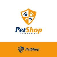 Pet Shield Logo Design Template. Pet logo concept vector. Emblem, Creative Symbol, Icon vector