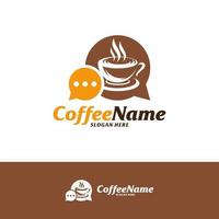 Chat Coffee Logo Design Template. Consult Coffee logo concept vector. Creative Icon Symbol vector