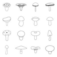 Mushroom icon set outline vector