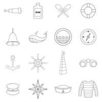 Nautical icon set outline vector