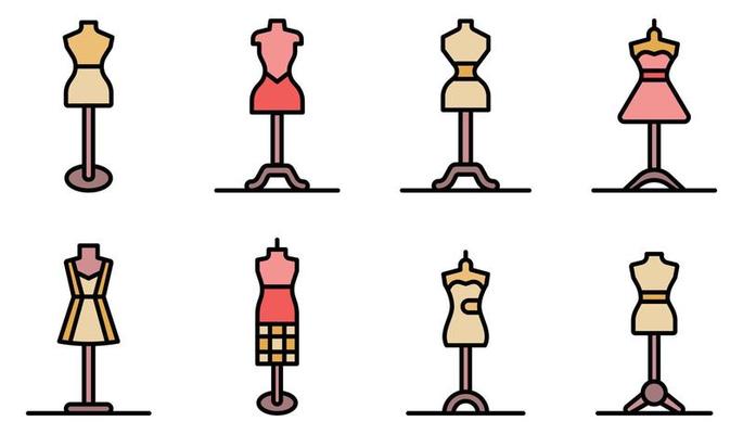 Mannequin icons vector flat