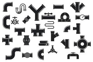 Pipe icon set, simple style vector