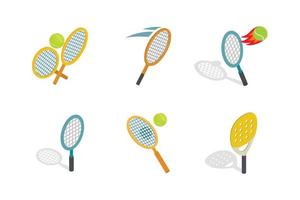 Tennis racquet icon set, isometric style vector