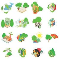 conjunto de iconos del mundo ecológico, estilo isométrico vector
