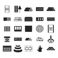 conjunto de iconos de materiales de construcción, estilo simple vector