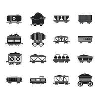 Railway carriage icon set, simple style vector