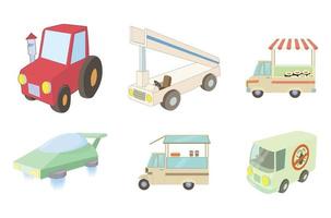 Special vehicle icon set, cartoon style vector