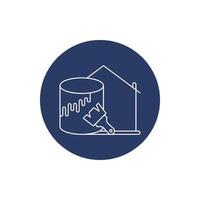 house painting color pot and brush icon vector