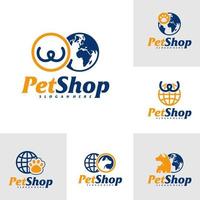 Set of World Pet Logo Design Template. Pet logo concept vector. Emblem, Creative Symbol, Icon vector